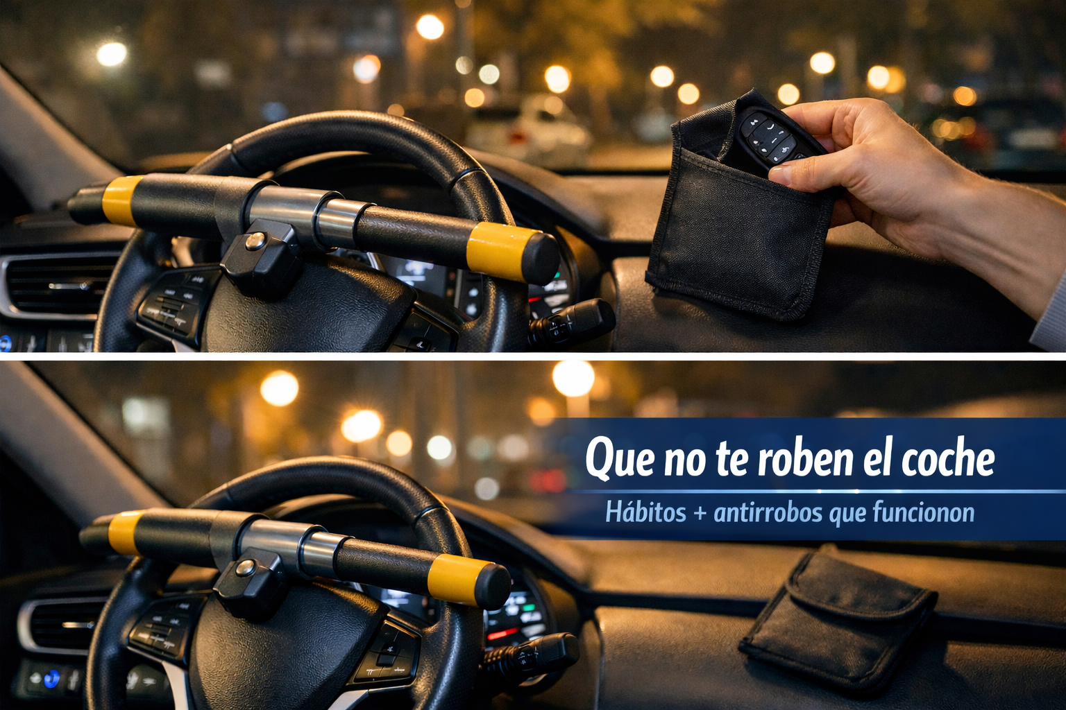 Consejos para evitar el robo del coche con bloqueo de volante y protección de llaves